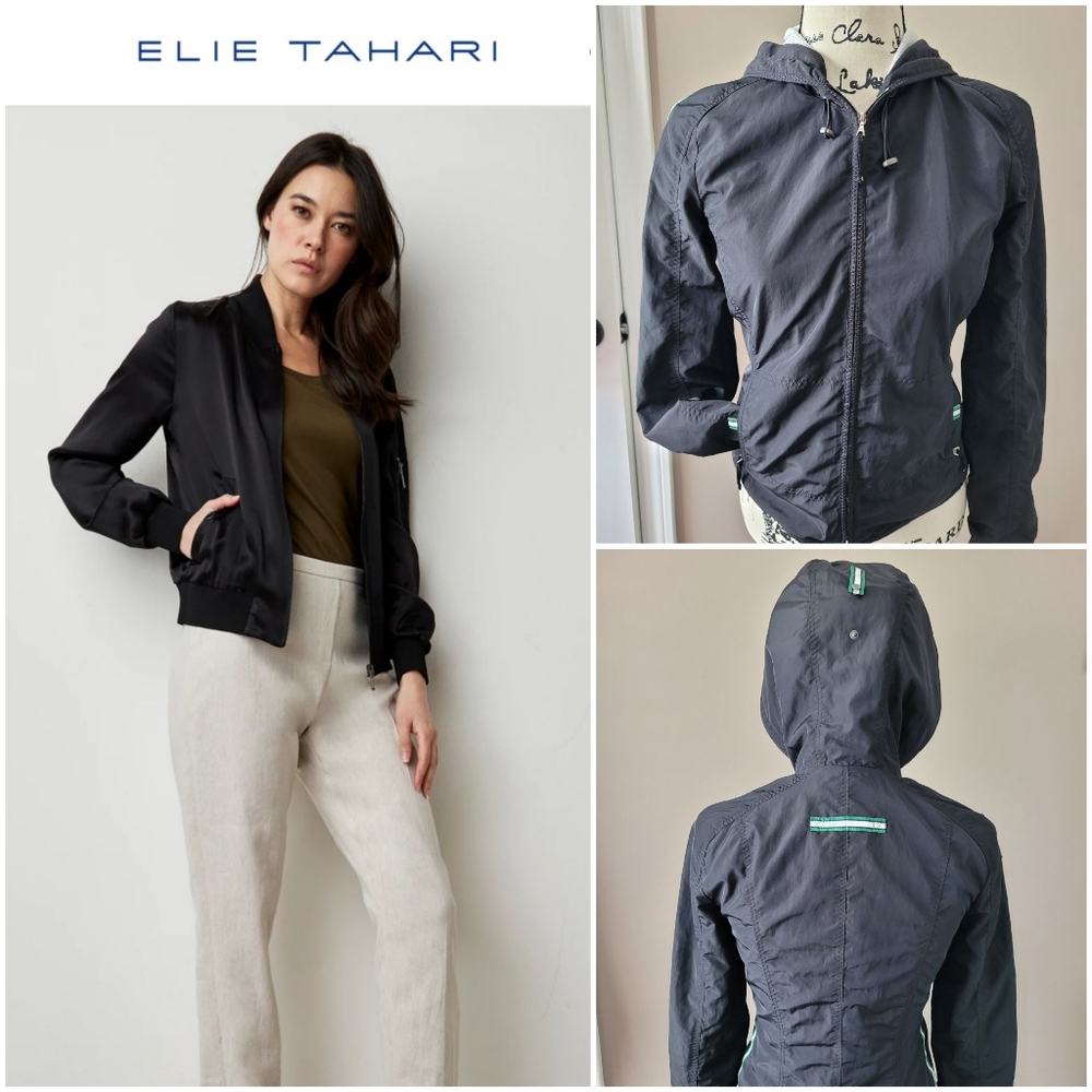 Elie Tahari Hooded Track Jacket